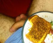 My soft cock with a grill cheese I made from grill cheese