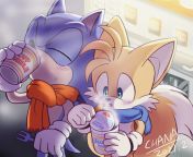 Tails and Sonic enjoying Cup Noodles Art by @tailchana from r34 female tails and sonic