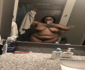 LilaGrey1986 Egyptian BBW with amazing hips stands nude infront of bathroom mirror giving peace sign. from son nude infront mom