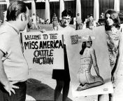 On this day in 1968, a feminist protest was simultaneously held alongside the Miss America contest, becoming a widely publicized event in which women threw their bras, hairspray, and makeup into a symbolic &#34;Freedom Trash Can&#34;. from miss jr contest nude miss jun