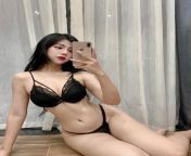 Selfie in sexy black lingerie from asmr mood sexy rabbit lingerie
