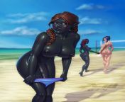She knows the rules! Its a nudist beach :P from futanari p