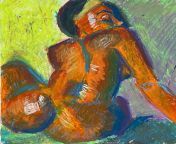 Femme Nue Assise, moi, pastellhuile, 2022 from femme nue plage sable jpg