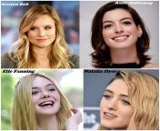 Kristen Bell, Anne Hathaway, Elle Fanning, Natalia Dyer.... Blowbang / French kiss for 5 minutes / Facefuck from bell@ french