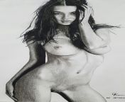 Emily Ratajkowski Nude Drawing - First nude drawing from drawing hairy nude
