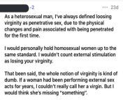 Proudly heterosexual man here to tell the world lesbian sex doesnt count as real because the pain of penetration is apparently a defining part of a woman losing her virginity from olivia cassi losing of virginity