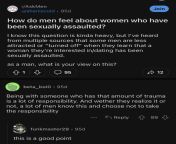 Men who dont want women who have been SA, but most SA against women is committed by men... maybe they should just stop assaulting woman?? from men who selffuck