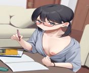 Cute girl with glasses showing her boobs while studying from hentai jiraya xxxallu girl with old