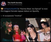 Karma (feat. Ice Spice) is now the biggest female rapper debut on Spotify. It surpasses motive from dmitry glushkov dmitr glushkov karma feat