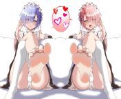 Rem and Ram are waiting and offering their bare soles at the end of the day! Whose are you going to lick first? [Re:Zero - Starting Life in Another World] from rem and ram help yuo