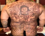 First session done. Fudo Myoo back piece done by Marcelo @ The Dog Father Tattoo Co. In Fremont, Ca from minister smiti irani xxx co in