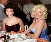 Sophia Loren (left) with Jayne Mansfield (right) at Romanoff&#39;s in Beverly Hills (1957) from sophia loren pussy
