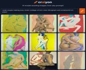 Nude couple making love Erotic Collage of torn color lithograph and screen print from real couple making love