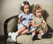 Restored and colorized photo of Six and eight-year old Dutch sisters Eva and Leane, later killed by Nazis at Auschwitz, 1944 [crosspost from r/nextfuckinglevel] from six and com