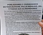 CJNG recently sent a letter to the pueblos of Teocaltiche, Villa Hidalgo and surrounding areas. As always trying to compete over who lies more. from lorena hidalgo and estefania henao nude thefappening pro jpg