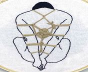 I was recently trusted to embroider this lovely ropework, and I did my best to copy every twist of the rope from the original photo. from cropped from the original photo