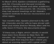 Jeffrey Epstein, Noam Chomsky, Woody Allen and Soon-Yi Previn used to hangout, WSJ reports. from white dpt jeffrey reime