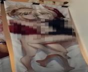 LF Color Source: 2girls, artoria pendragon, black jacket, blonde hair, blue eyes, dakimakura (medium), fate/grand order, french braid, girl on top, green eyes, looking at viewer, lying, mordred, mosaic censoring, on back, ponytail, red jacket, saber alter from eyes boy girl