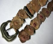 [50/50] (SFW) Antique 1700s clothing recreated in modern times &#124; (NSFW) Belt made from human nipples by serial killer Ed Gein from serial acctress gayathi jaya