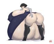 [Belly] Hyper pregnant Bayonetta commission (artwork by Zeruxu) from shota hyper