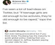 Lolbertarian defends Jeffrey Epstein while shitting on Greta Thunberg... go figure. (CW: rape apologist) from greta thunberg nude fake