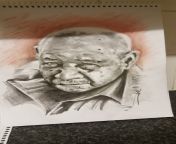 A good friend of mine has been down on his luck since covid, living in a homeless shelter. He told me he&#39;d started drawing again after 20 years, and this was his first picture, of his friend&#39;s dad who died of covid in April. from buddy of mine has been swinging a hammer 10 longer than me so…40 never get too confident