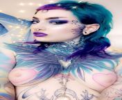As promised this sea punk girl is showing off her new face tattoo! And showing off more than that ???? I love it! Whatchu think? NSFW from stickam showing