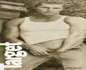 Gay Vintage - Jack Wells Target Studios Model - hand down his pants -1970s, freeball, 1man,blonde,homoerotic,wifebeater,black and white, outdoors, cruising from willey studios nudety en
