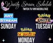 Heres my stream schedule for the week! Come join me on twitch for some gaming! Live @ 7pm CST twitch.tv/VintageDollface from livstixs twitch
