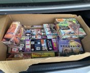 Box of vintage porn VHS from homemade vhs