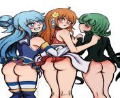 No Panties Gang- Aqua, Nami, and Tatsumaki [KonoSuba, One Piece, One Punch Man] by LewdGuyis from game koikatsu one punch man lin linanime 3dcg video