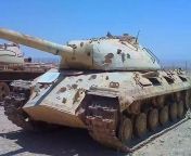 An Egyptian IS-3 captures by the Israelis. All the hits are from 105mm guns. from sharmota masria egyptian
