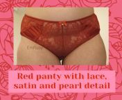 [SELLING]Romantic red panty ? Lace and satin front with pearl bow detail. Full coverage mesh back 24 hour wear &#36;25 and extra days &#36;10 each Add ons ?Polaroid picture with me wearing the panty-&#36;2 ?Pussy-Pop-&#36;2 from huma red panty dra