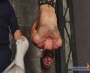 Soldier suspended upside down for tortures. A pic from RusCapturedBoys.com video Interrogation of Soldier Kyrill - Final Part. from sunny leonexnxx com video