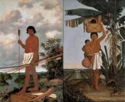 Brazilian Tupi Indian Family oil on canvas by Albert Eckhout 1643 from nude indian family on river