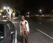 Naked in a shopping center parking lot! Had a shower take the picture. There are people on the right hand side ? from drinking cum in the shopping center