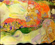 Water Serpents II, Me (Original by Gustav Klimt), Watercolor, 2022 from ullu original palang tod damaad ji 2022
