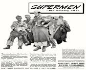&#39;SUPERMEN - the morning after&#39; (American magazine ad for Electric Light and Power Companies. Life magazine, 22 November 1943. United States of America, 1943). from vintage nudist magazine