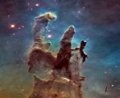 The left pillar of the Pillars of Creation is around 4 light-years tall (37,844,000,000,000 kilometers) Credit: NASA/JPL/Hubble Space Telescope from jpl
