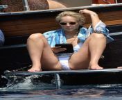 Sharon Stone spreads her legs to show us her white bikini bottoms from to sharon stone