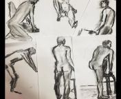 Nude model in charcoal (croquis, quick drawings) from ams cherish nude model 6