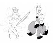 Foolish girl~ (female elf to female fox girl) - possession, FTF, merging? from fox girl boss
