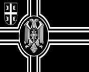 Created a national flag for fascist Serbia inspired by the Eagle of its own fascist movement that got shut down in combination with German War Ensign from bd national flag