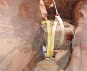 The crevice where Aron Ralston cut off his own arm to free himself after it became trapped under a 1k lb boulder. from sides aron banglesex