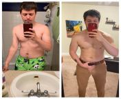 (NSFW)ish. Before is post first cut. Down 30lbs to around 165. Still around 20-25% body fat. Second post is post 2nd bulk and midway through 3rd cut. 185lbs 19% body fat. These photos are 20 months apart. from dese cut gosel