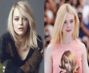 WYR have Emma Stone give you a slow sensual blowjob and climb on top and bounce on your cock or facefuck Elle Fanning and take her down on her back and fuck her slow and deep? from slow sensual