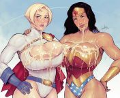 Power Girl &amp; Wonder Woman Covered in Cum (DevilHS) from girl fart police woman
