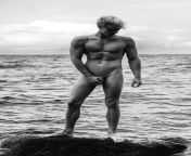 Nude Portrait of my Boyfriend by the Sea (Male Model, B&amp;W) from hairy male model