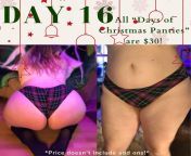 Day 16 of the panty advent calendar ! I love when you pick my panties for me! Then when I see them throughout the day it makes me think about how soon theyll be in your hands, under your nose, around your..? ? from wearing no panties makes me think about you