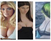 Titty edition: Kate Upton, Alexandra Daddario and Billie Eilish. 1) playful tit slapping and nipple play. 2) sensual hand/tit job and cum on tits. 3) rough titty fuck and cover her body. from aarthi puri smooching and nipple